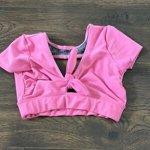 Pink Tie-Front Five dance Top YL